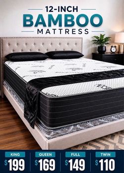 NEW 12inch BAMBOO TWIN FULL QUEEN KING SIZE MATTRESS ONLY