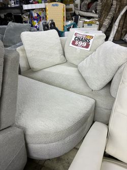 Oversized Boucle Chair and Ottoman Set
