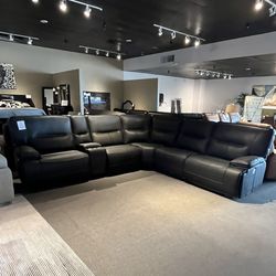 Black 6pc Power Reclining Sectional Couch