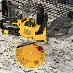 Dewalt Flexvolt Cutoff Saw Plus 9V FV Battery, New Blade
