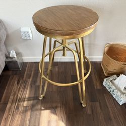Wood And Gold Stool