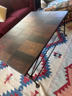 Slate Tile Top Coffee Table with Metal Base