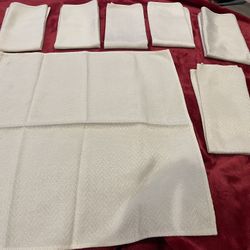 7 ivory cream, off-white cloth, napkins