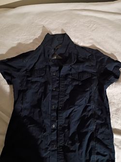Men's, navy blue work button up 2019