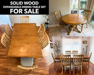 Solid Wood Expandable Farnhouse Table Set