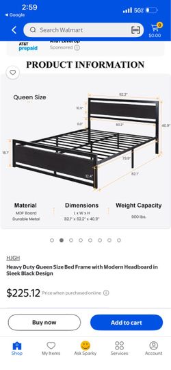 Heavy Duty Queen Size Bed Frame with Modern Headboard in Sleek Black Design  Brand new in box - Assembly is required  cash only  Pickup only (Anaheim)