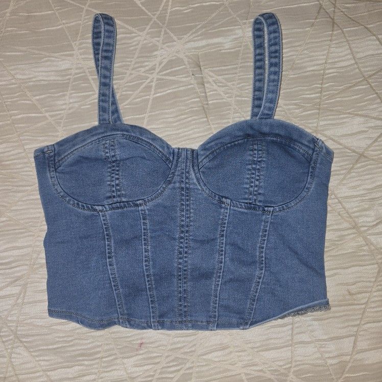 Stretchy Denim Corset Like Top Medium