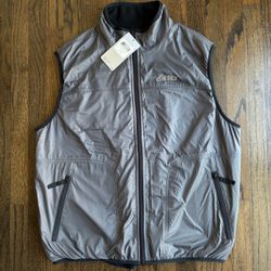 ASICS Mens Reversible Vest Jacket Gray Black Full Zip Winter Run Activewear L