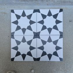 Satori Nouveau Nero Starlight Deco 8-in x 8-in Matte Porcelain Encaustic Floor and Wall Tile