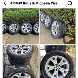 4 Rims BMW 5x120 Michelin Tires 225/55/18 Chevy Honda Land Rover 