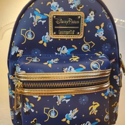 Backpack, 11"x8"x6, Blue, Disney, Parks, 50 Years, Loungefly, Brand New, Collectible,  Read Description 