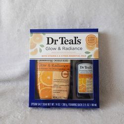 Dr. Teals Glow and Radiance Epsom Salt Soak and Foaming Bath Set w/ Vitamin C