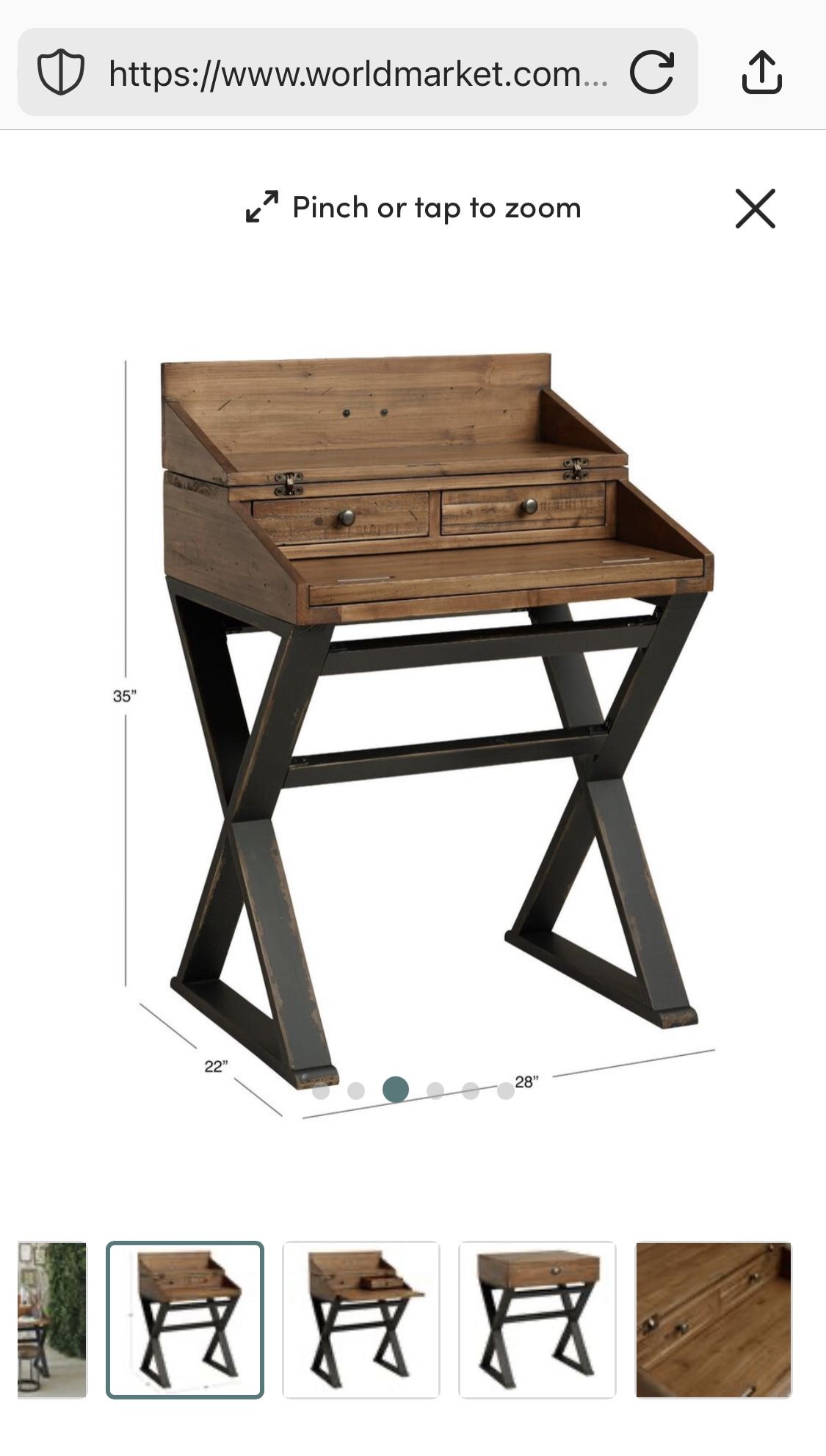 World Market Wooden Secretary Desk