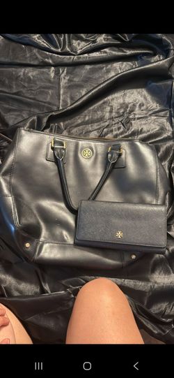 Tory Burch Navy Tote Bag and Wallet Set