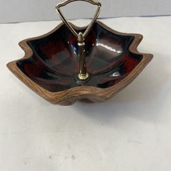 Vintage Sequoia Ware California Pottery Mid Century (MCM) Nut Candy Dish w/ Handle; #710