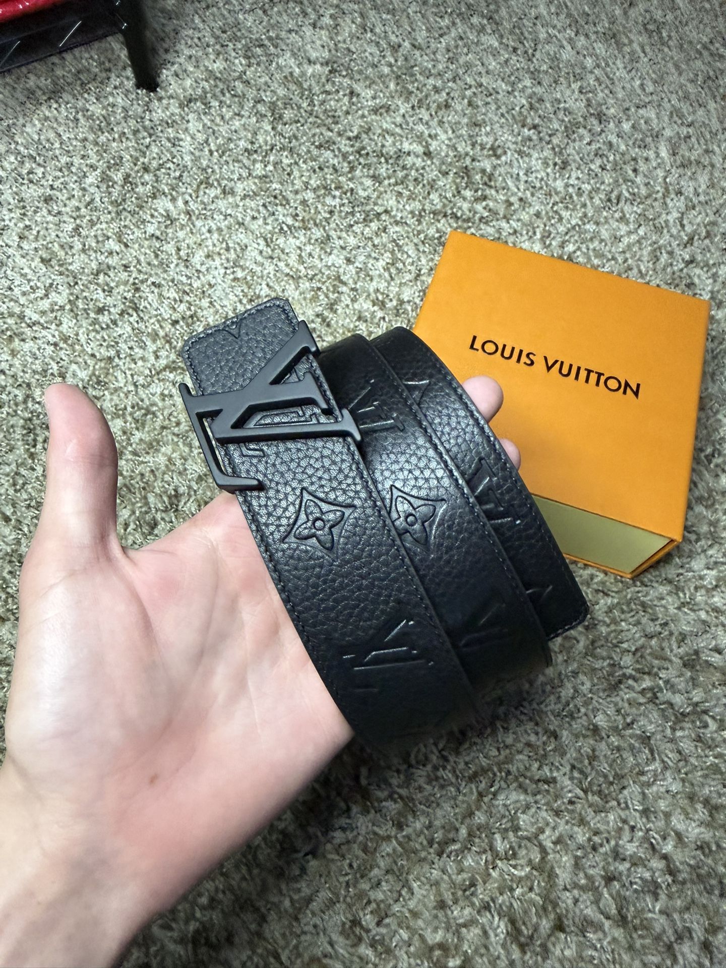 Black Leather LV Belt