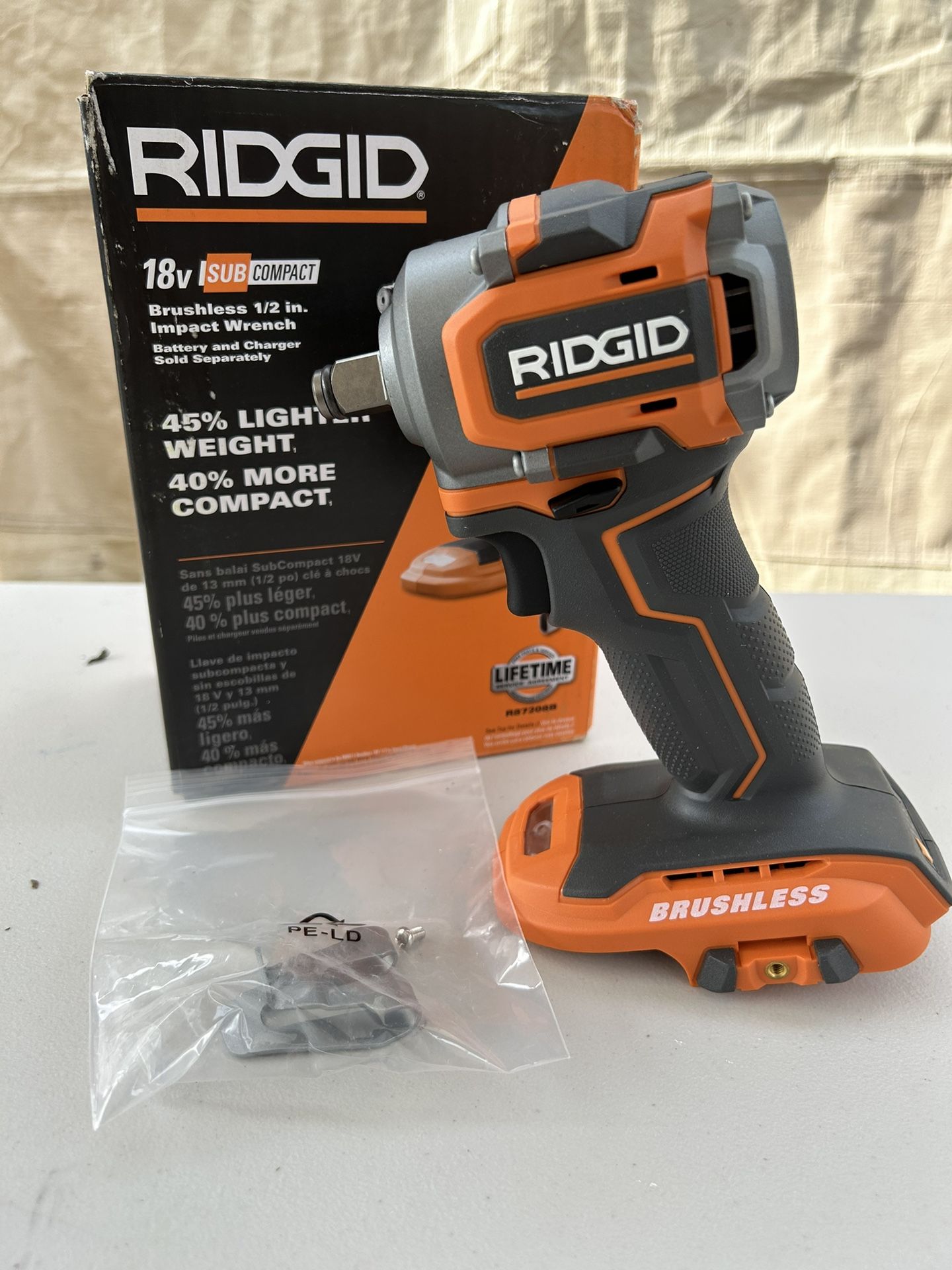 Rigid 18V SubCompact Brushless Cordless 1/2 in. Impact Wrench (Tool Only) with Belt Clip