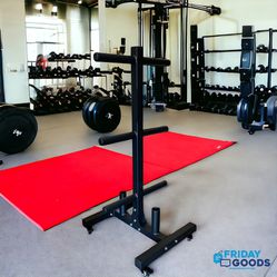 Brand New Portable Olympic Bumper Plates Weight Plate Tree Rack Storage With Wheels , Home Gym  Equipment 