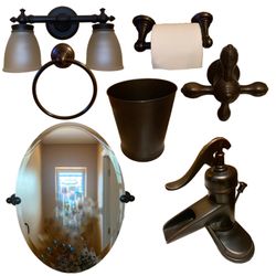 7 Piece Bronze Oil Rubbed Bathroom Fixtures  