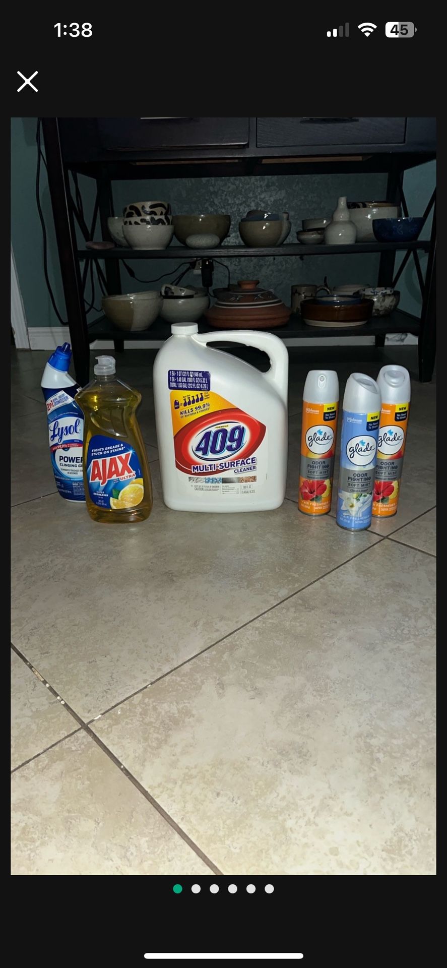 409 Multi-Surface Cleaner 1.4 Gallon (180oz), Glade Air Freshener Sprays, Ajax Dish Soap, Lysol Toilet Bowl Cleaner