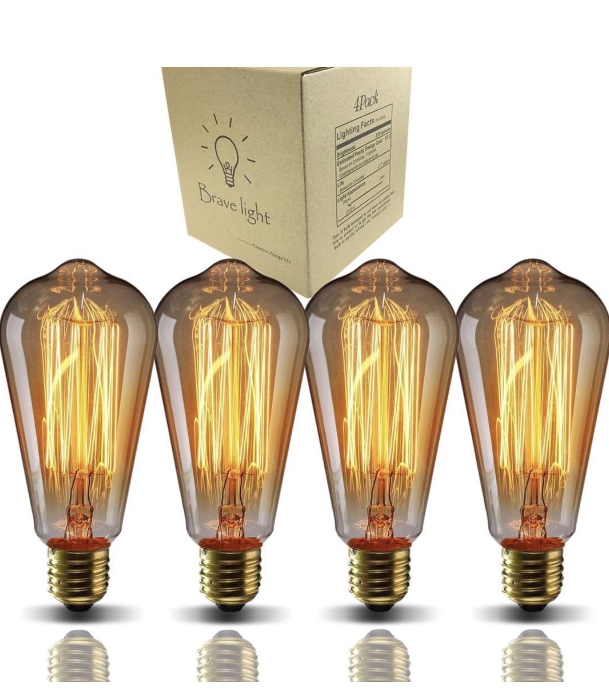 Vintage Light Bulbs,Bravelight Filament Light Bulbs,Edison Bulbs ST64 E26 40W Dimmable,Squirrel Cage Filament Edison Lihgt Bulb for Restaurant Home O