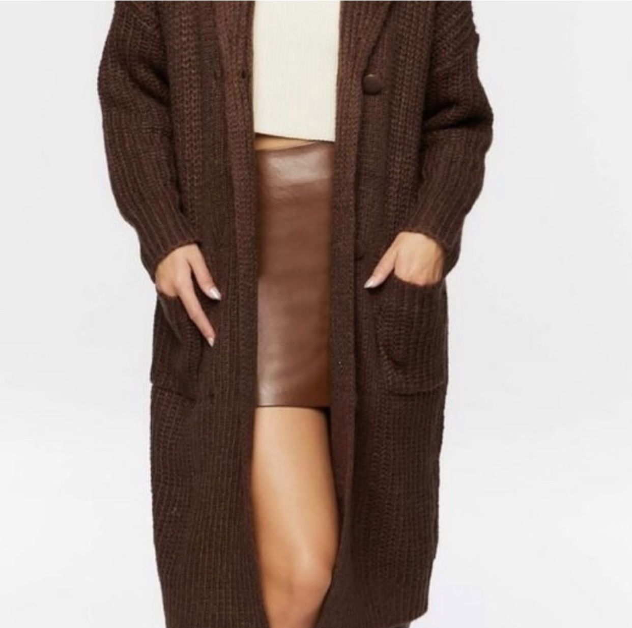 Forever 21 Cardigan Brown Long Sweater