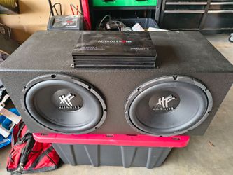 2 12" subwoofers with amp and box