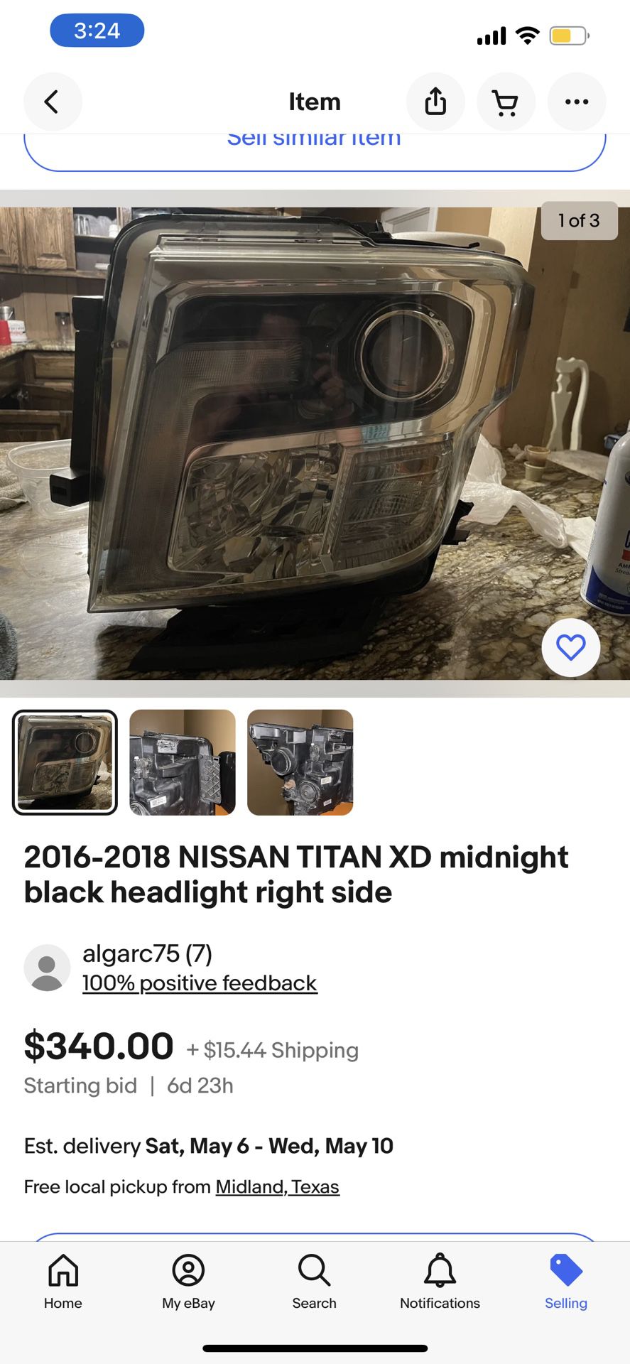 2016-2018 NISSAN TITAN XD midnight black headlight right side
