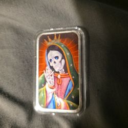 1 ounce Silver Mother Mary Day Of The Dead Cannabis 420 Art Bar Limited To 20 Numbered  