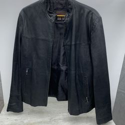 Vintage Zara Women’s Black Leather Motorcycle Riding Style Jacket Pre Owned