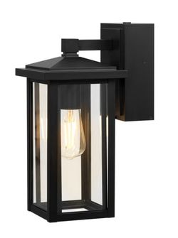 Globe Electric 14" Matte Black Outdoor Wall Light w/GFCI Outlet Brand New
