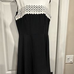 Chic Black & White Dress with Lace Detail