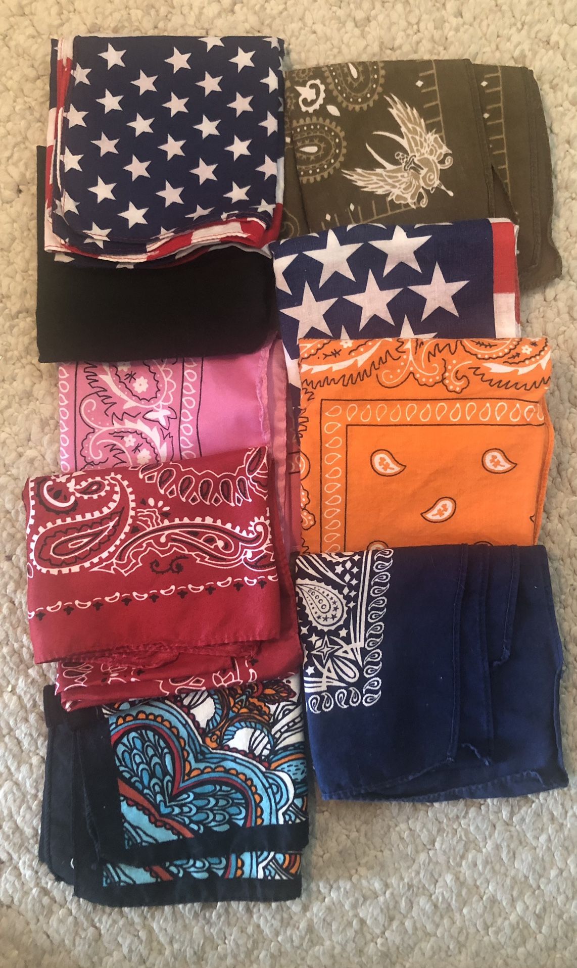 9 Vintage Bandannas/Handkerchiefs