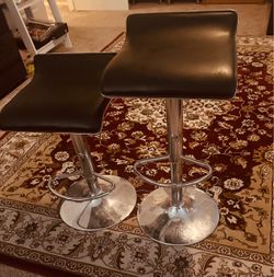Bar Stools, Adjustable Chrome with Black seats