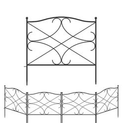 24.4 in. H x 23.6 in. W Black Metal Garden Fence Panel Outdoor Rustproof Decorative Garden Fence (5-Pack) wfkf170101