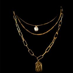 18k Gold plated Three Piece Necklace 