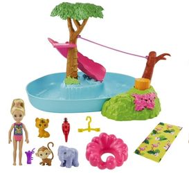 Barbie and Chelsea The Lost Birthday Splashtastic Pool Surprise Playset, Blonde Doll & Accessories
