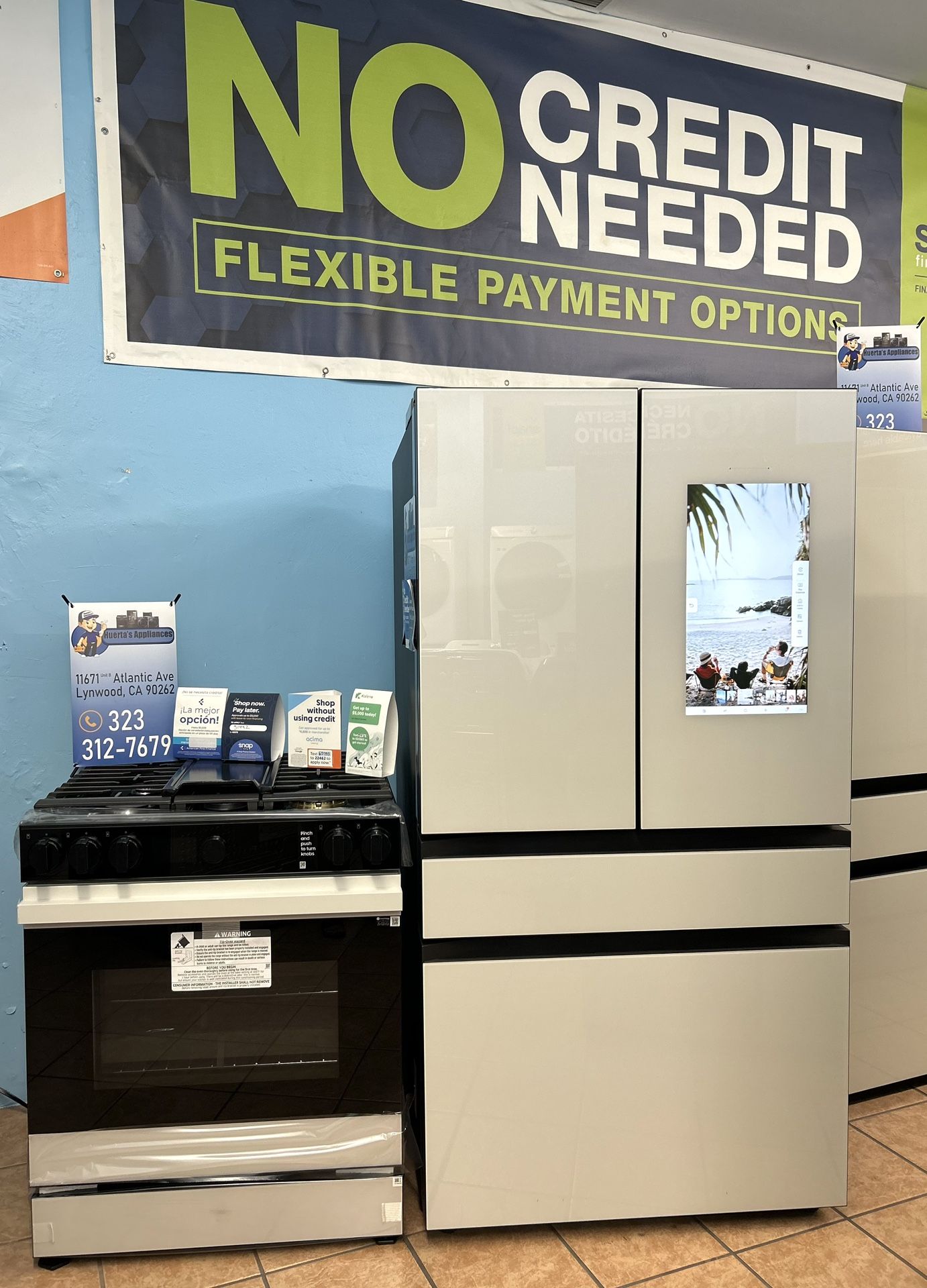 Samsung Family Hub Refrigerator And Bespoke Slide In Gas Range With Dishwasher