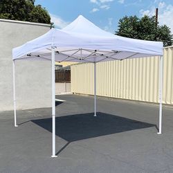 (NEW) $99 Heavy-Duty 10x10 FT Outdoor Ez Pop Up Canopy Party Tent Instant Shades w/ Carry Bag (White/Blue)