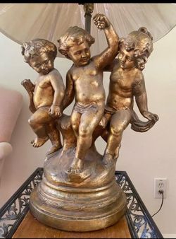 Vintage Gold Cherub Figural Table Lamp