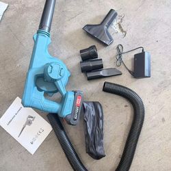 Cordless Leaf Blower&Vacuum 2-in-1,300W Equivalent Power,12000RPM High-Speed Motor,Dual 1300mAh Batteries,5 Nozzles,Lightweight Handheld Blower for Ho