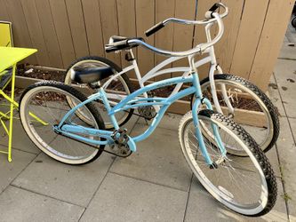 Pair Of 26 Inch Single Speed Cruiser Bikes  Step through 