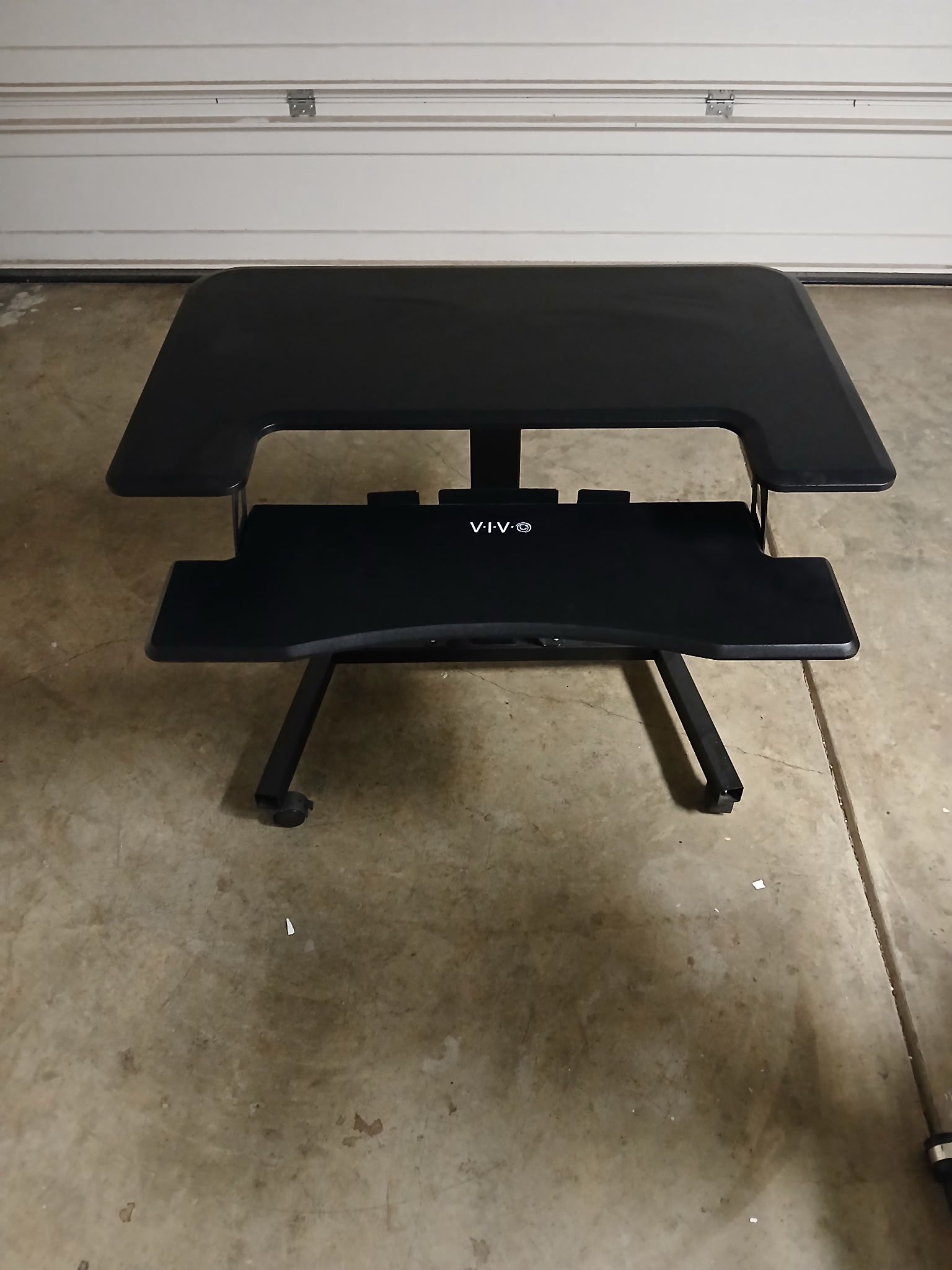 Mobile height adjustable desk.