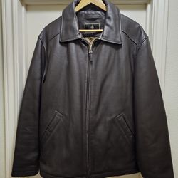 Mens RAINFOREST 100% Real Genuine Leather Jacket Brown Zipper XL Men's