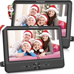 FANGOR 10'' Dual Car DVD Player Portable Headrest CD Players with 2 Mounting Brackets