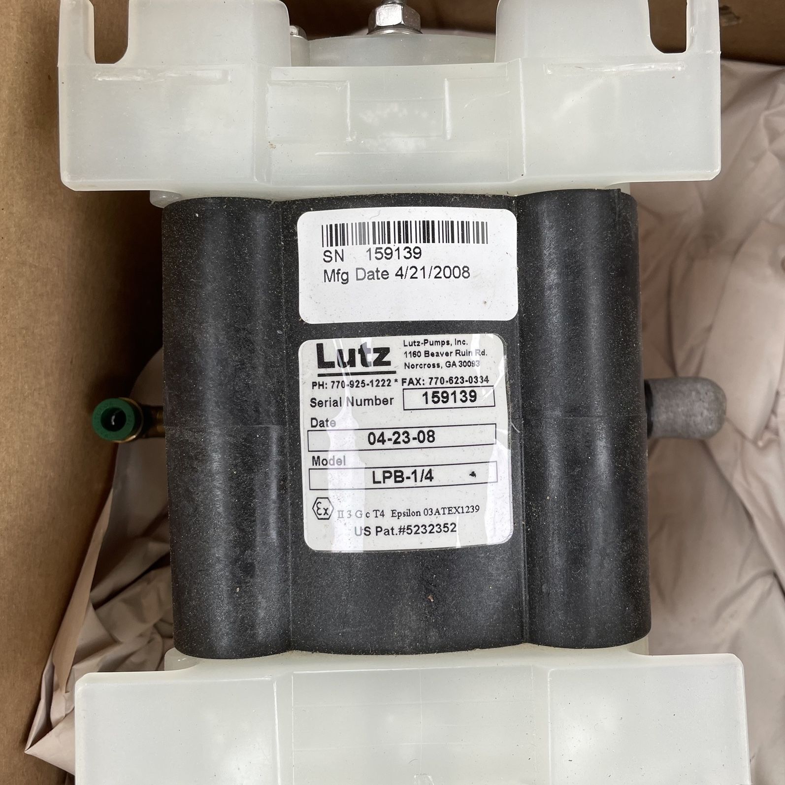 LUTZ DOUBLE DIAGHPRAGM PUMP LPB-1/4 PNEUMATIC / AIR
