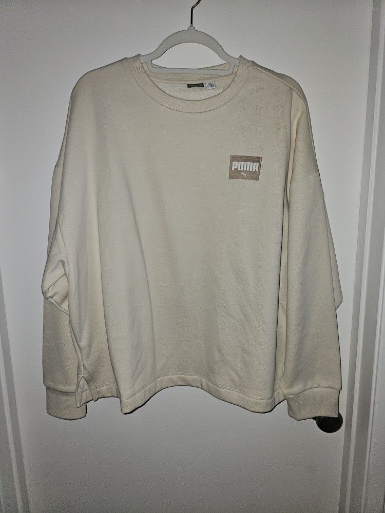 PUMA Women's Fleece Crewneck Sweatshirt Beige