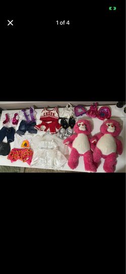 Build A Bear Bundle with Two Cat Stuffed Animals ,Clothes, Shoes, Purses, Backpacks, and Dresses