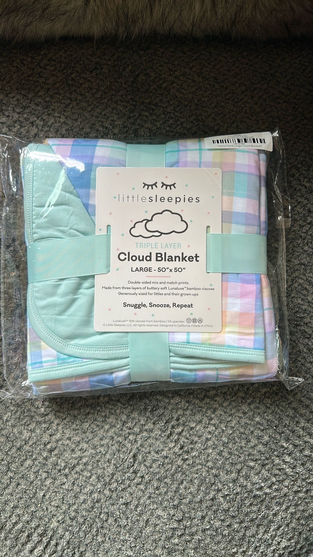 Little Sleepies Pastel Plaid Large Cloud Blanket