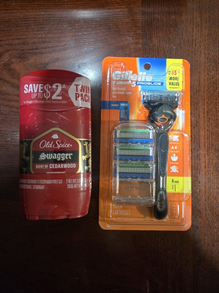 Old Spice Swagger Antiperspirant Deodorant Two Pack & Gillette Fusion5 ProGlide